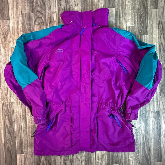 Columbia Sportswear “Double Whammy” Colorblock Nylon Rain Jacket Ladies L - Picture 1 of 7